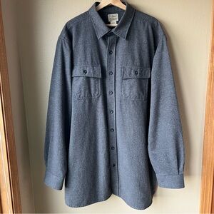 LL Bean Shirt Chamois Flannel Men’s XL Tall Gray Long Sleeve VTG Cotton Button